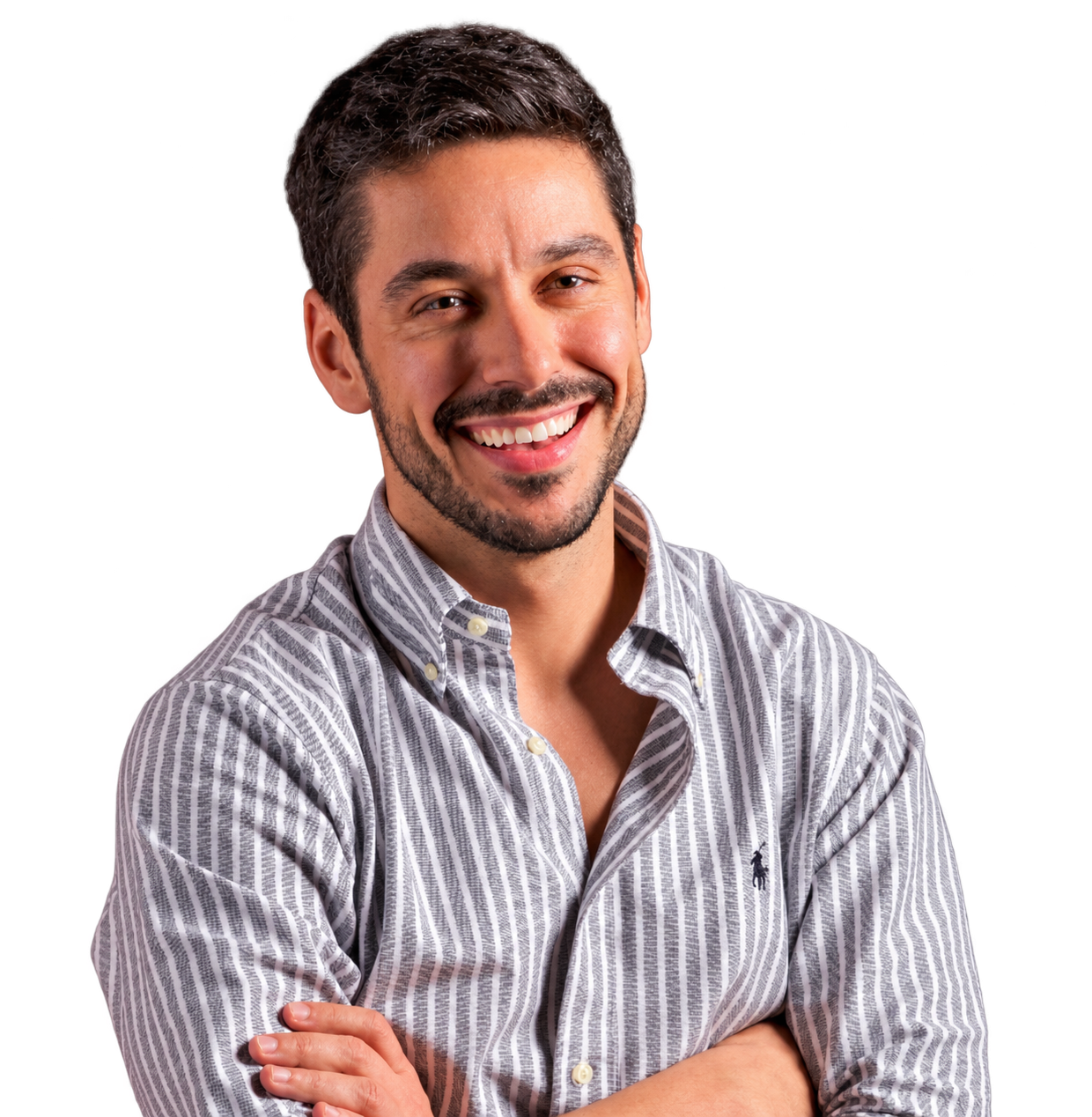 Marco Mercier, smiling with arms crossed